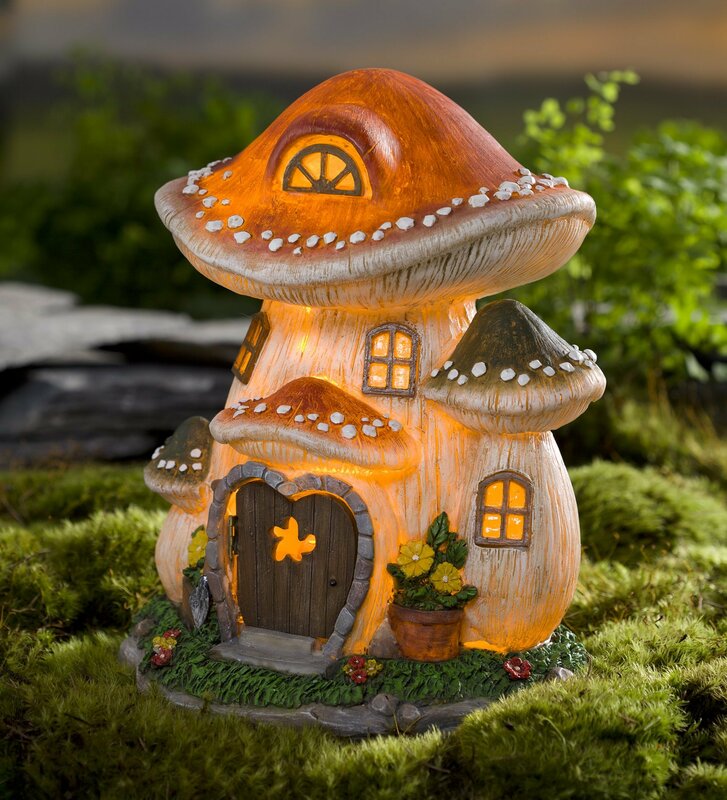 mushroom fairy house garden solar